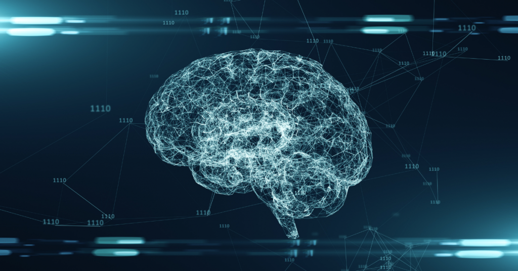 Brain with thread outline to look like data science within the brain